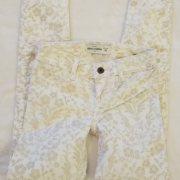 Girl's Abercrombie Kids NEW Cream & Gold Pants 10 - Picture 4 of 7